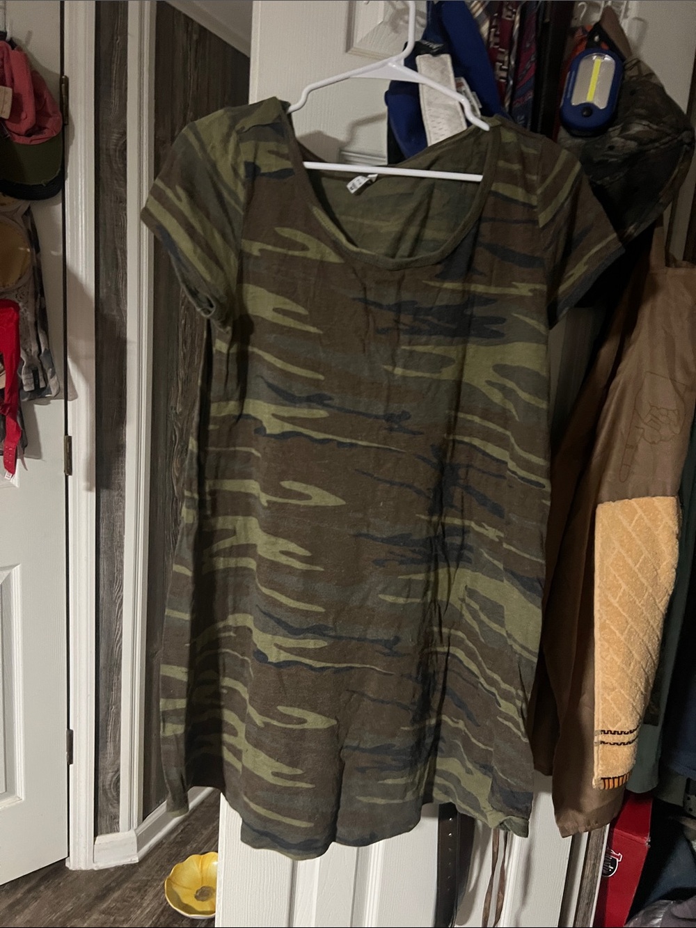 Olive Green Camouflage Scoop Neck Women's dress
